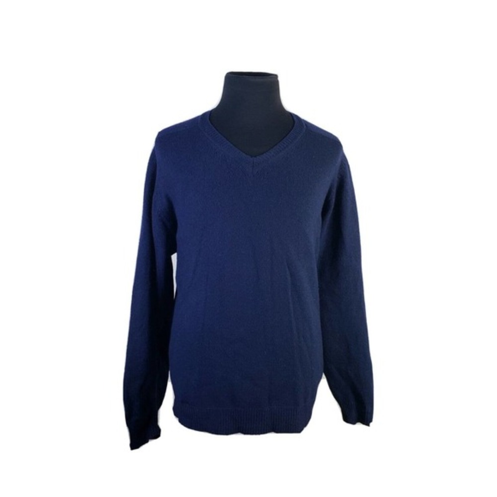Brooks Brothers 1818 Navy Blue 100% Lambswool V Neck Pullover Sweater‎ Mens XL
